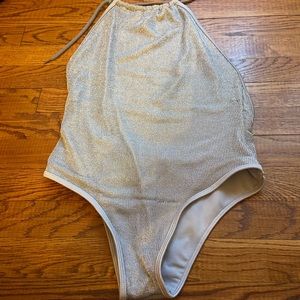 Sam Edelman Silver One Piece Swim